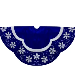 48 Inch And Smaller*Northlight 48-Inch Velvet Royal Blue And White Snowflake Christmas Tree Skirt
