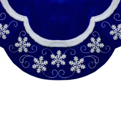48 Inch And Smaller*Northlight 48-Inch Velvet Royal Blue And White Snowflake Christmas Tree Skirt