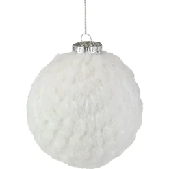 Northlight Balls>4-Inch White Chenille Plush Christmas Ball Ornament