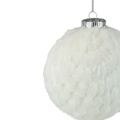 Northlight Balls>4-Inch White Chenille Plush Christmas Ball Ornament