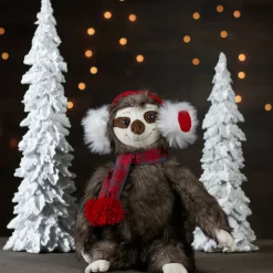 Plush Figures*Northlight 12-Inches Plush Brown Sitting Sloth Christmas Tabletop Decoration