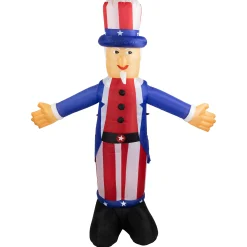 Northlight Inflatable White And Red Lighted Standing Uncle Sam Outdoor Decor, 70-Inch