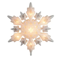 Snowflake Tree Toppers*Kurt Adler Iridescent Glitter 3-Dimensional Snowflake Christmas Tree Topper - Clear Lights