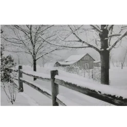 Wall & Door Decorations*Northlight Large Fiber Optic Lighted Snowy Winter Cabin Canvas Wall Art 23.5" X 15.5"