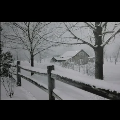 Wall & Door Decorations*Northlight Large Fiber Optic Lighted Snowy Winter Cabin Canvas Wall Art 23.5