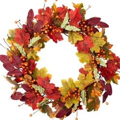 Northlight Leaves And Berries Artificial Fall Harvest Wreath - 20-Inch, Unlit