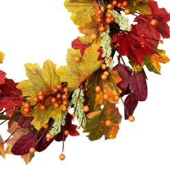 Northlight Leaves And Berries Artificial Fall Harvest Wreath - 20-Inch, Unlit