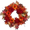 Specialty Wreaths*Northlight Leaves And Flowers Fall Harvest Wreath - 24-Inch, Unlit
