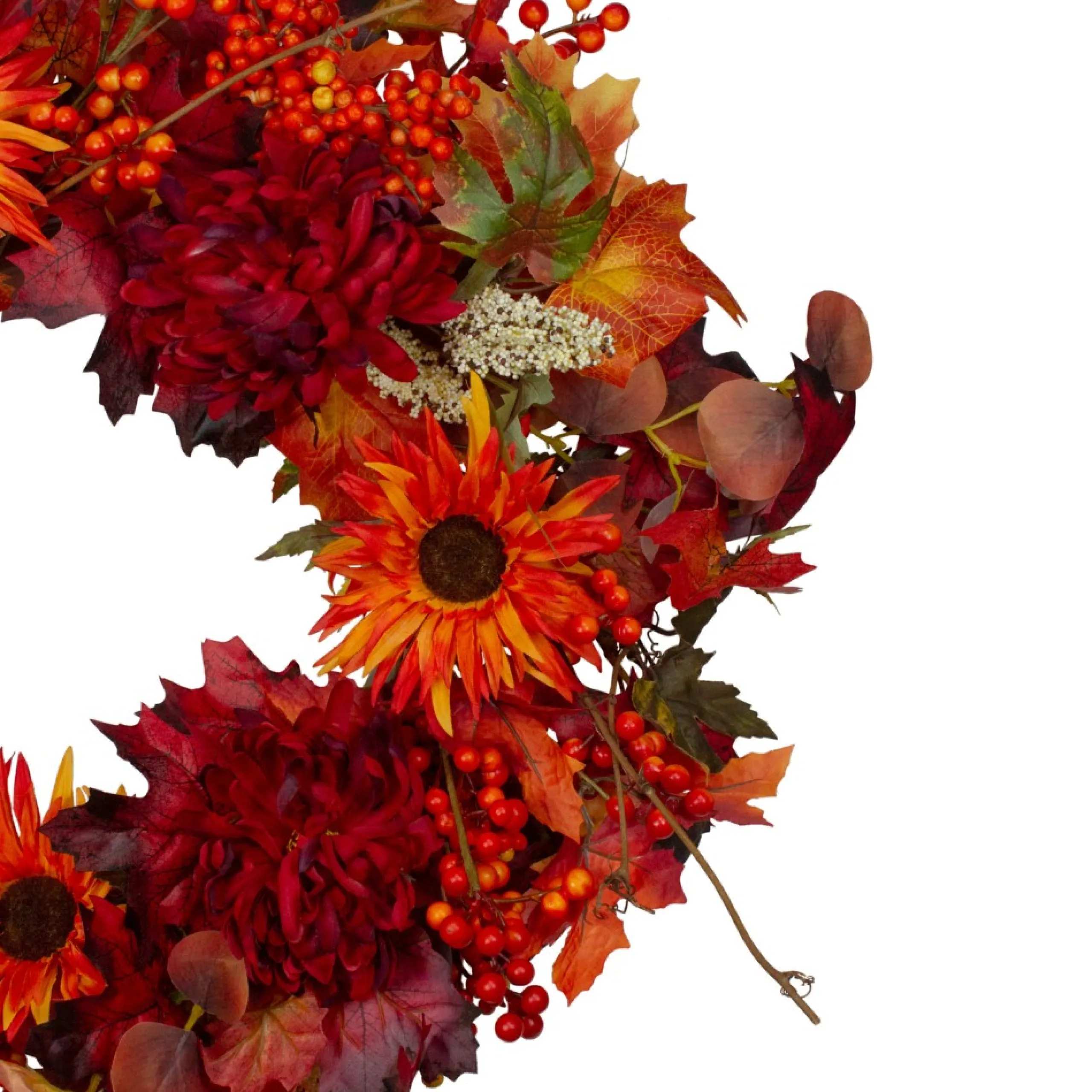 Specialty Wreaths*Northlight Leaves And Flowers Fall Harvest Wreath - 24-Inch, Unlit