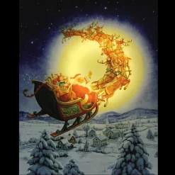 Wall & Door Decorations*Northlight Led Back Lit Flying Santa Claus And Sleigh Christmas Wall Art 19.75