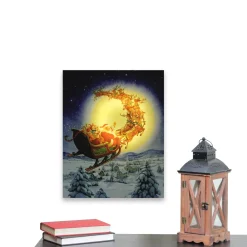 Wall & Door Decorations*Northlight Led Back Lit Flying Santa Claus And Sleigh Christmas Wall Art 19.75