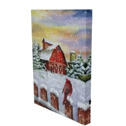 Wall & Door Decorations*Northlight Led Back Lit Snowy Sunset Barn Scene Christmas Wall Art 15.75" X 12"