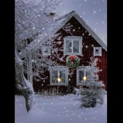 Wall & Door Decorations*Northlight Led Fiber Optic Lighted Red Snowy Barn House Christmas Wall Art 15.75