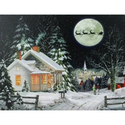 Wall & Door Decorations*Northlight Led Fiber Optic Lighted Santa Claus Coming To Town Christmas Wall Art 15.75" X 12"