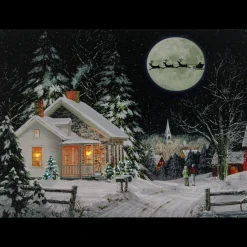 Wall & Door Decorations*Northlight Led Fiber Optic Lighted Santa Claus Coming To Town Christmas Wall Art 15.75