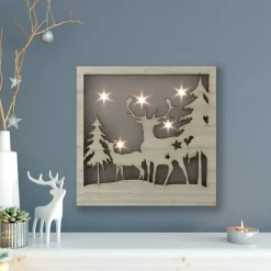 Signs & Plaques*Northlight Led Lighted Buck And Doe Silhouette Wood Christmas Wall Plaque