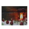 Signs & Plaques*Northlight Led Lighted Candle Lantern In The Wintry Outdoors Christmas Canvas Wall Art 12" X 15.75"