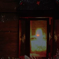 Signs & Plaques*Northlight Led Lighted Candle Lantern In The Wintry Outdoors Christmas Canvas Wall Art 12