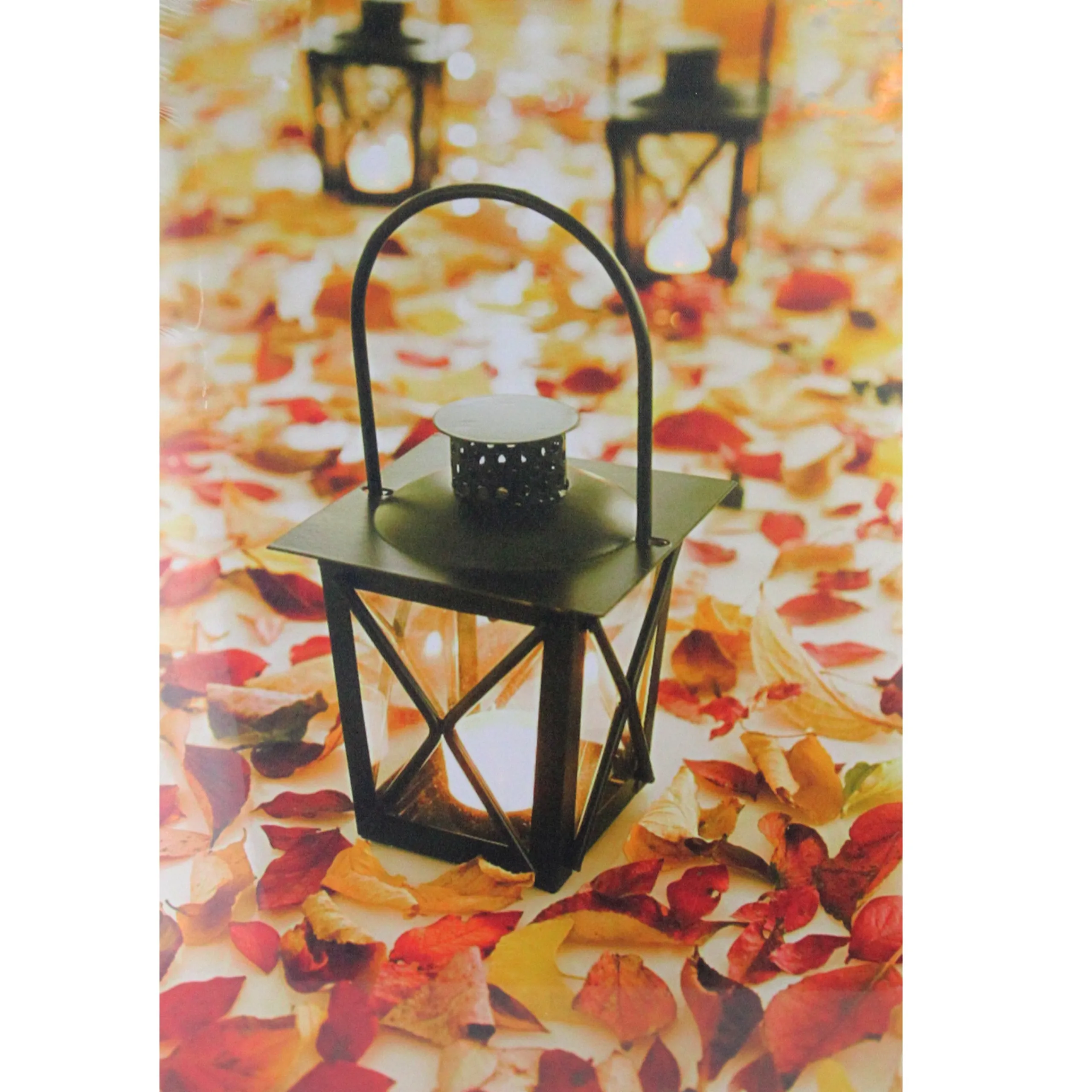 Northlight Led Lighted Fall Foliage And Lanterns Canvas Wall Art 23.5" X 15.5"