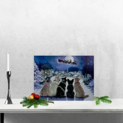Wall & Door Decorations*Northlight Led Lighted Fiber Optic Dogs And Santa's Sleigh Christmas Wall Art 12" X 15.75"