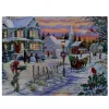 Signs & Plaques*Northlight Led Lighted Fiber Optic Snowy Christmas Village Canvas Wall Art 11.75" X 15.75"