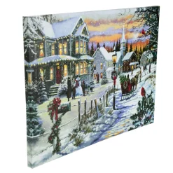 Signs & Plaques*Northlight Led Lighted Fiber Optic Snowy Christmas Village Canvas Wall Art 11.75