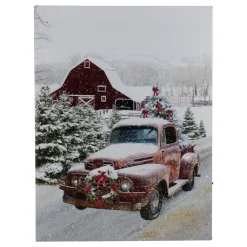 Signs & Plaques*Northlight Led Lighted Fiber Optic Truck With Tree Christmas Canvas Wall Art 15.75" X 11.75"