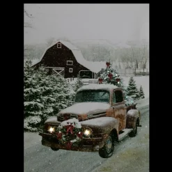 Signs & Plaques*Northlight Led Lighted Fiber Optic Truck With Tree Christmas Canvas Wall Art 15.75