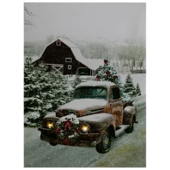 Signs & Plaques*Northlight Led Lighted Fiber Optic Truck With Tree Christmas Canvas Wall Art 15.75