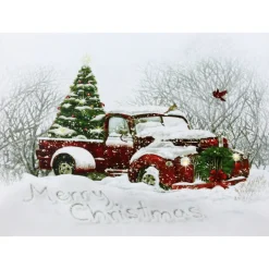 Wall & Door Decorations*Northlight Led Lighted Fiber Optic Truck And Tree Christmas Canvas Wall Art 11.75" X 15.75"