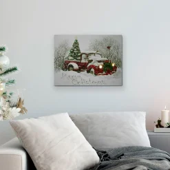 Wall & Door Decorations*Northlight Led Lighted Fiber Optic Truck And Tree Christmas Canvas Wall Art 11.75" X 15.75"