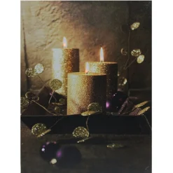 Wall & Door Decorations*Northlight Led Lighted Glittery Gold Flickering Candles Christmas Canvas Wall Art 15.75" X 11.75"