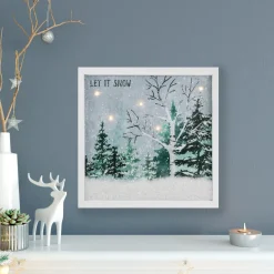 Signs & Plaques*Northlight Led Lighted Let It Snow Winter Forest Christmas Canvas Wall Art 10" X 10"
