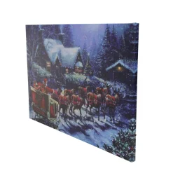 Wall & Door Decorations*Northlight Led Lighted Santa Claus In Sleigh Christmas Canvas Wall Art 15.75" X 23.5"