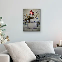 Signs & Plaques*Northlight Led Lighted Snowman And Bird Friends Christmas Canvas Wall Art 15.75" X 11.75"