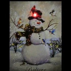 Signs & Plaques*Northlight Led Lighted Snowman And Bird Friends Christmas Canvas Wall Art 15.75