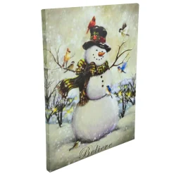 Signs & Plaques*Northlight Led Lighted Snowman And Bird Friends Christmas Canvas Wall Art 15.75