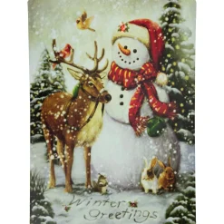 Signs & Plaques*Northlight Led Lighted Snowman And Reindeer Christmas Canvas Wall Art 15.75" X 11.75"