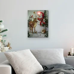 Signs & Plaques*Northlight Led Lighted Snowman And Reindeer Christmas Canvas Wall Art 15.75" X 11.75"