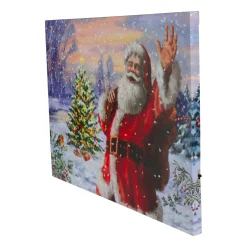 Wall & Door Decorations*Northlight Lighted Santa With Christmas Tree Canvas Wall Art 11.75" X 15.75"