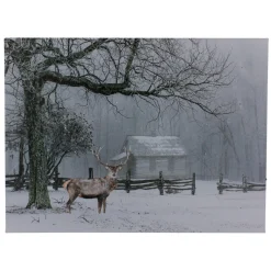 Wall & Door Decorations*Northlight Lighted Winter Cottage Forest Scene Christmas Canvas Wall Art 11.75" X 15.75"