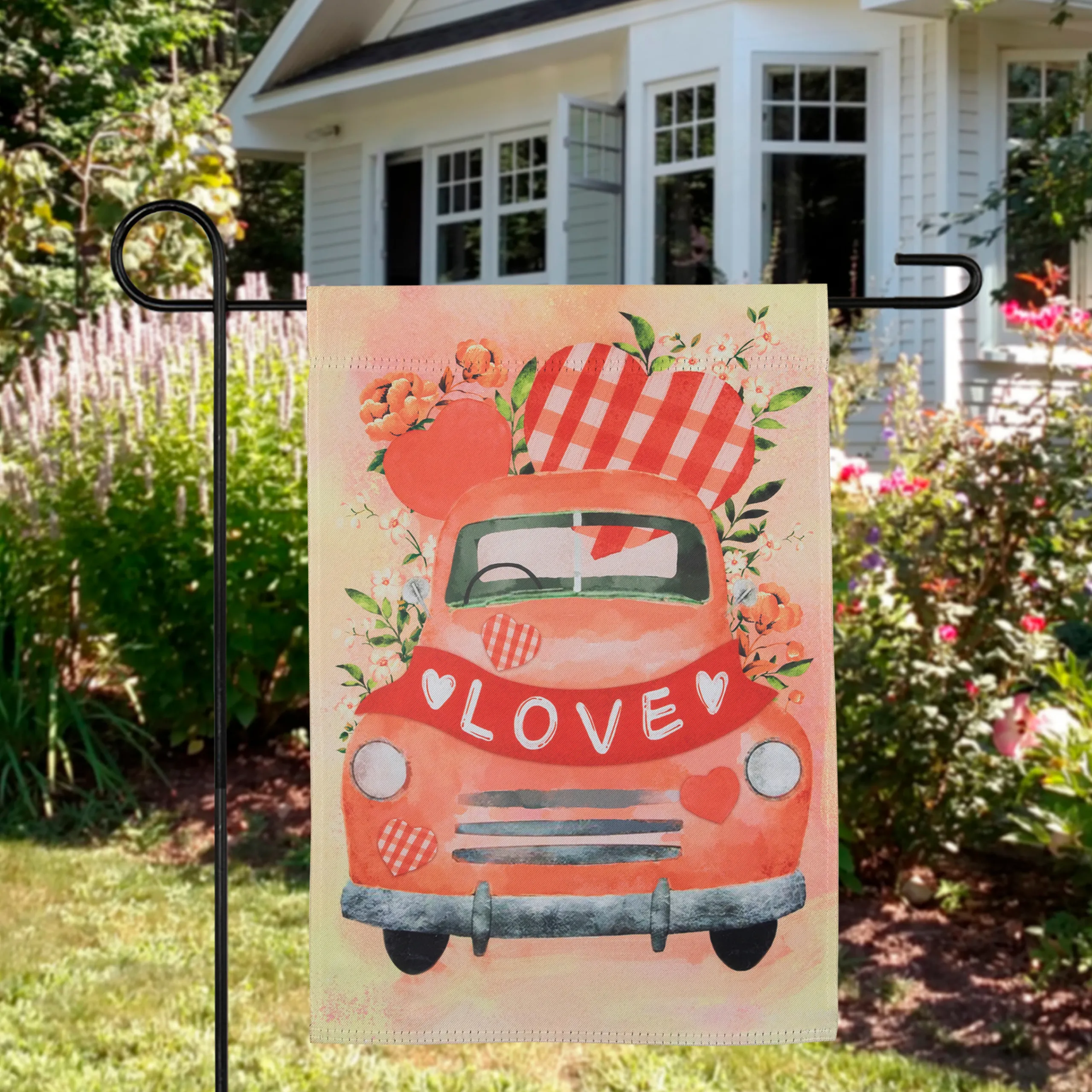Northlight Love Banner And Vintage Car Garden Flag 12.5" X 18"
