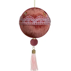 Northlight Balls>Maroon And Pink Lace Shatterproof Christmas Ball Ornament 4" (100Mm)