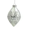Northlight Finials>Matte Silver Glittery Snowflake Glass Christmas Finial Ornament 6"