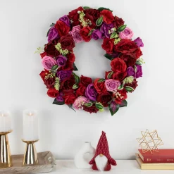 Northlight Mixed Rose Artificial Spring Floral Wreath, 24-Inch