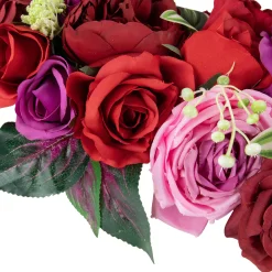 Northlight Mixed Rose Artificial Spring Floral Wreath, 24-Inch