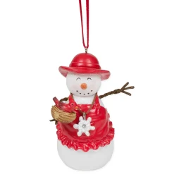 Contemporary Home Living Snowmen>Mrs Snowman With Cardinal Christmas Tree Ornament 3"