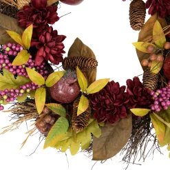 Northlight Mums And Pomegranates Artificial Fall Harvest Floral Wreath, 28-Inch