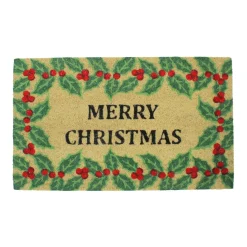 Wall & Door Decorations*Northlight Natural Coir Holly Berries "Merry Christmas" Doormat 18" X 30"