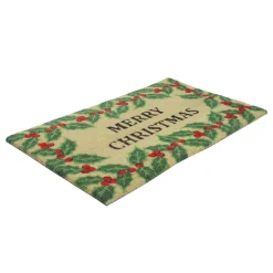Wall & Door Decorations*Northlight Natural Coir Holly Berries "Merry Christmas" Doormat 18" X 30"